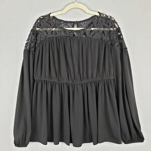 Torrid Women's Size L Long Sleeve Cinch Waist Babydoll Top Lace Flowy Whimsigoth